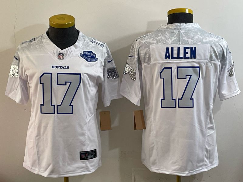 Women 2025 Buffalo Bills #17 Allen white 5th generation Throwback Nike Limited NFL Jersey style 005